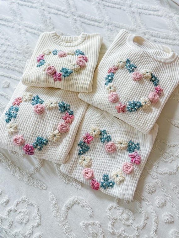 Floral Hearts Sweater, Mama and Mini Matching Sweaters, Baby
