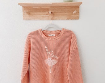 Pink Ballerina Sweater - Hand Embroidered - Ballet Sweater - Girl Sweater - Toddler Sweater