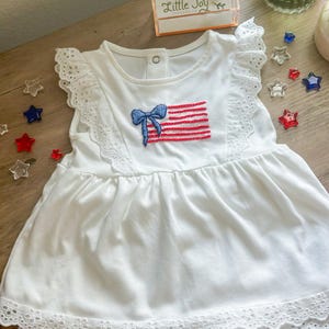 Forth of July Embroidered American Flag Ruffle Set – Patriotic Outfit