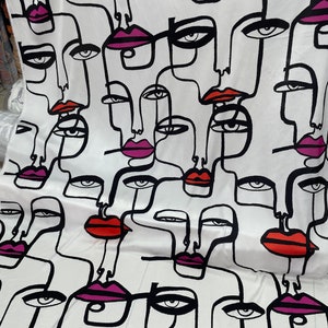 Face Patterned Silky Satin Fabric: Special Collection (1.64 Yard)