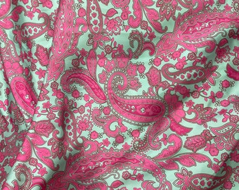 Mint&rosa Seidiger Satin Stoff , Paisley Muster Stoff