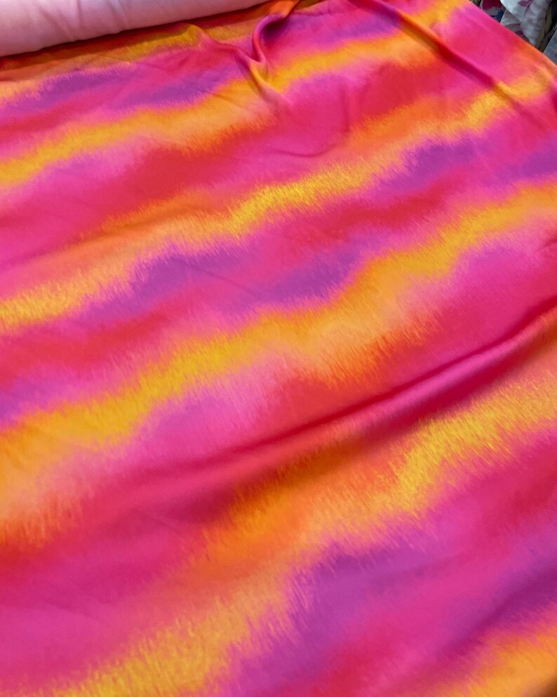 Tie Dye Pattern Silky Satin Fabric Dressed Fabric Etsy