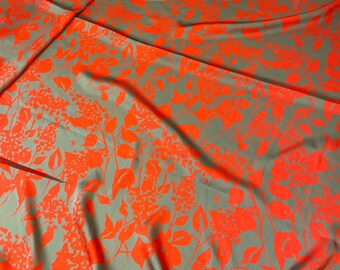 Seiden-Satin-Stoff, Grün, Orange, Gelbe Masse, Lagerware