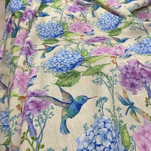 Floral Hydrangea Linen Fabric: Custom Printed Fabric, Soft Texture