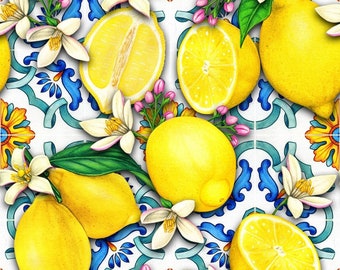 Lemon Pattern Crepe Fabric: Silky Dress Fabric
