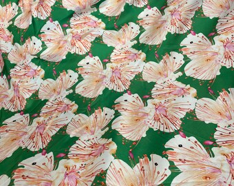 Tissu satiné soyeux floral par mètre, motifs floraux, matériaux de couture