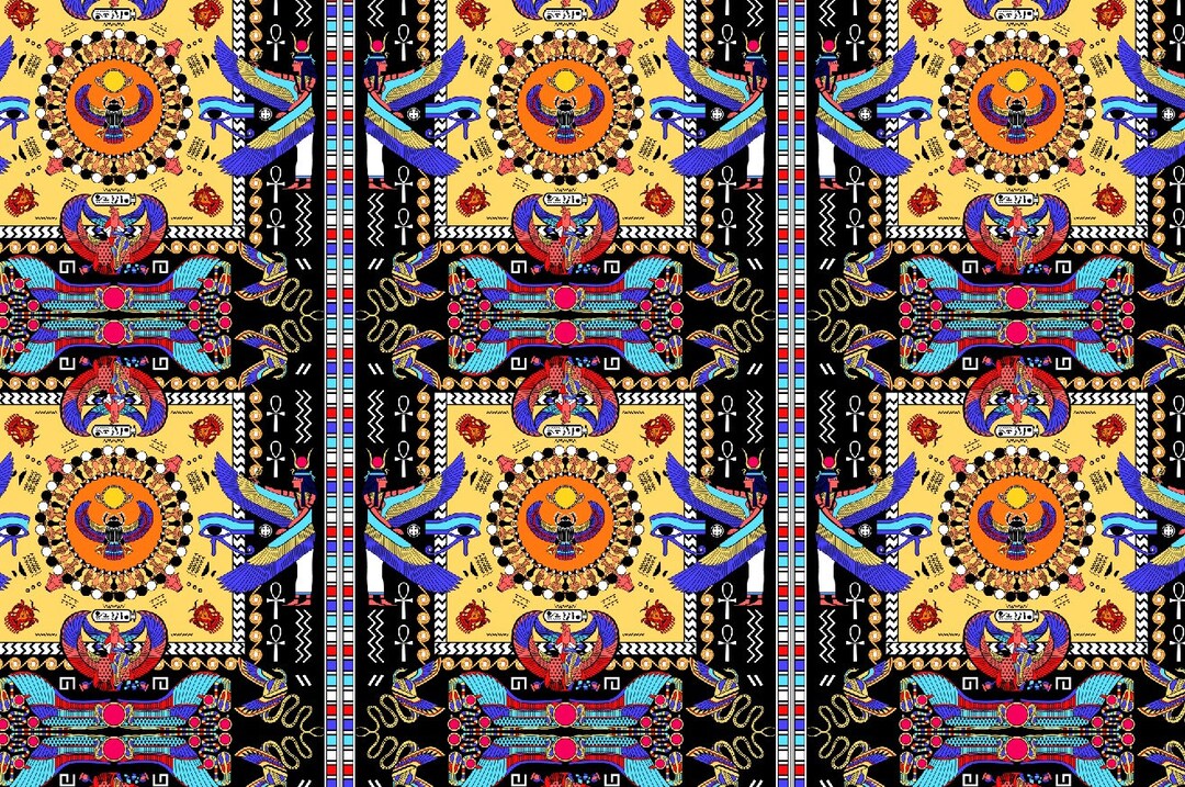 Ancient Egypt Pattern Crepe Fabric , Digital Print Fabric - Etsy