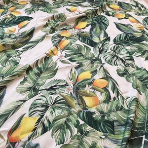 Zitronen-Muster Seidiges Satin-Gewand-Kimono-Shirt-Stoff (Wenn Sie die Pantone-Farbe schreiben, können wir die Hintergrundfarbe ändern.)
