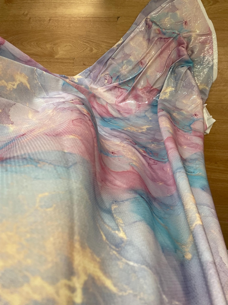 Pastel Rainbow Sequin Fabric: 2-Way Stretch Sparkle Textile image 8