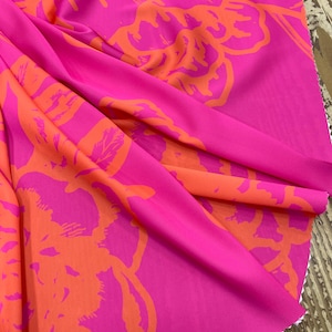 Silky Satin Fabric- Fabric by the yard -10 Color Flower Design Fabric-lr