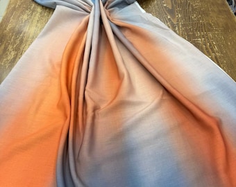 Ombre Silky Satin Fabric by the yard , Orange Blue Gradient Fabric , 59 inch Wide