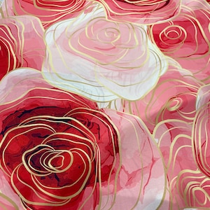Red  Flower Pattern Silk Satin Fabric, A Very Elegant Pattern- We take orders for the desired fabric lr