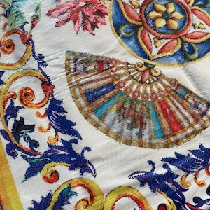 Sequin Fabric Lycra -Panel Pattern Fan Floral Pattern