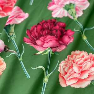 Green Carnation Silk Crepe  Fabric