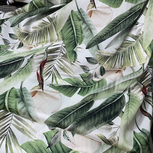 Palm Leaf Pattern Crepe Fabric-Silky Crepe-Drained Dress Fabrics (Print on desired fabric)ala