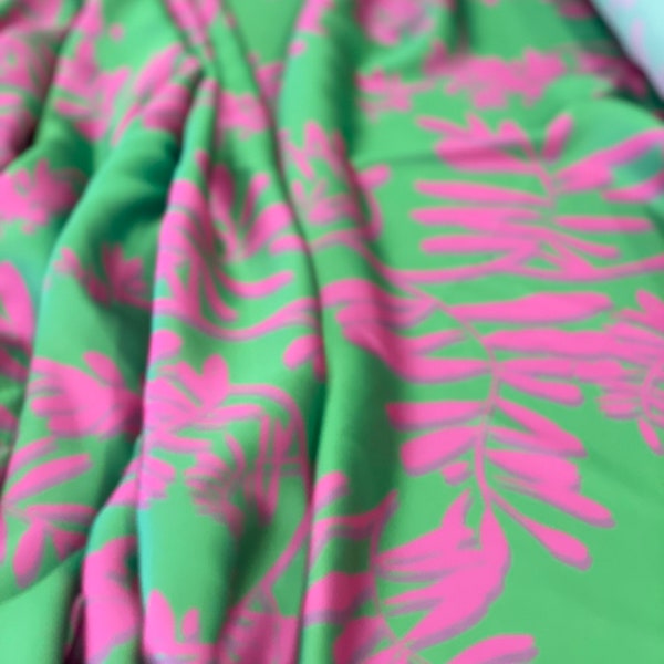 Silky Satin Fabric in Glamorous Colors -Green Fuchsia beauty, flight and flight dress fabrics (possibility of printing on the desired fabric