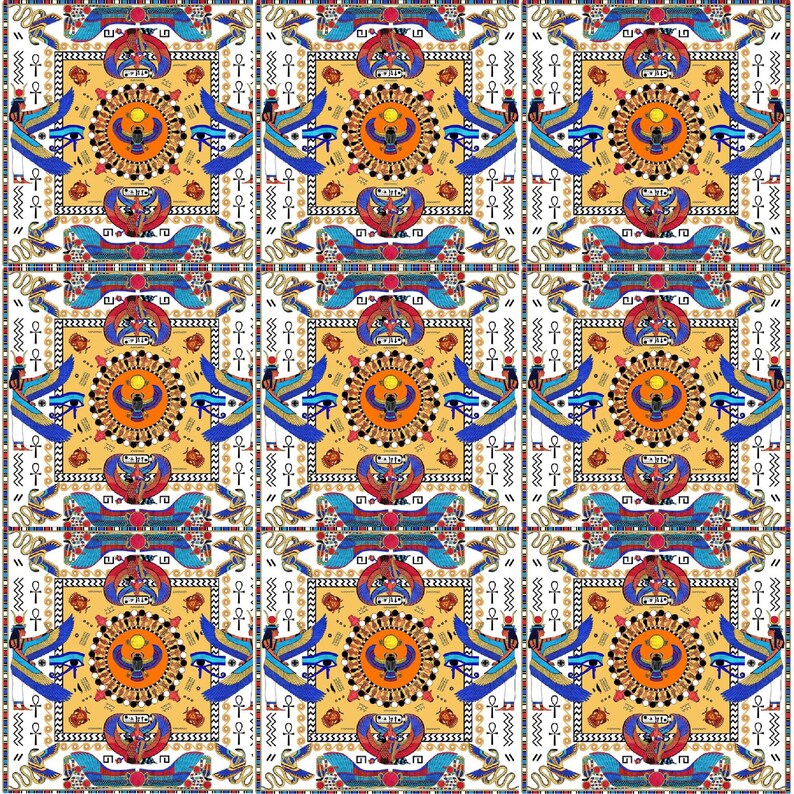 Ancient Egypt Pattern Crepe Fabric: Digital Print - Etsy