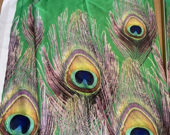 Green Silk Satin Fabric: Peacock Drape, Apparel & Decor