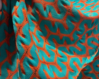 Tela de punto jersey cortada a medida, estilo pantalón de vestir naranja y verde (1,64 yardas)