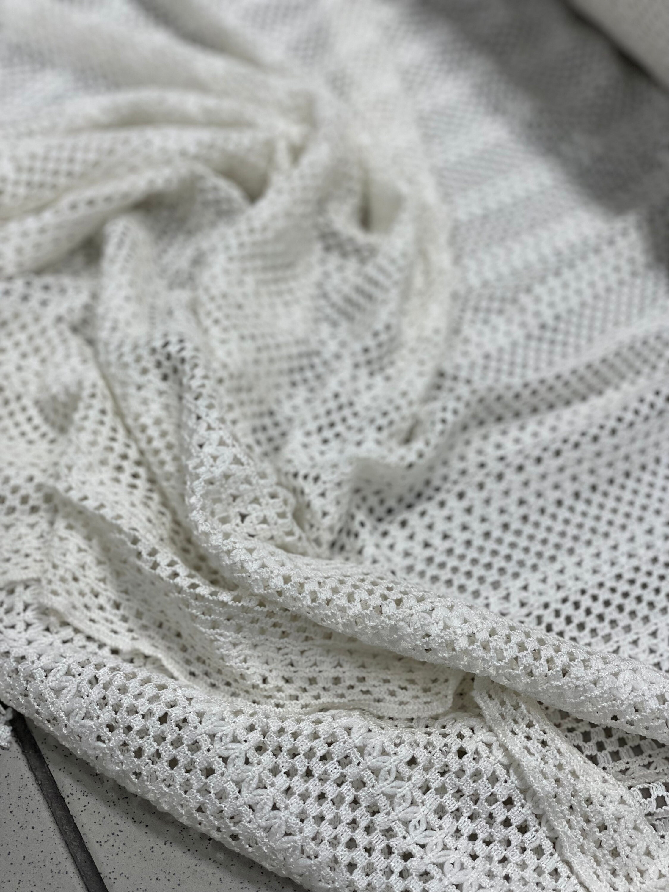 Mesh Knit Fabric by the Yard , Flexible Ecru Fabric - Dressing