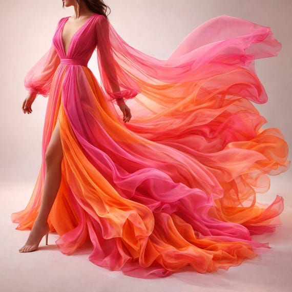 Ombre Gradient Chiffon Fabric by Yard