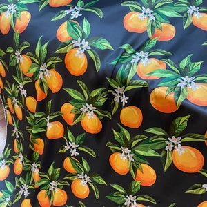 Orange Patterned Silky Satin Fabric--Dressed-Kimonos-Shirt-(print on desired fabric))