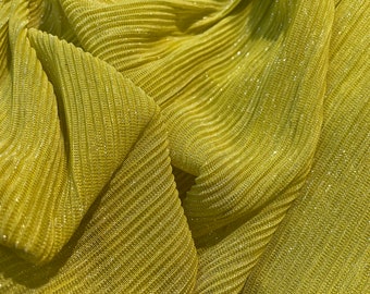 Luminous knit fabric, metallic pleated -Lurex shiny stretch fabric-Lycra soft and flowy fabric