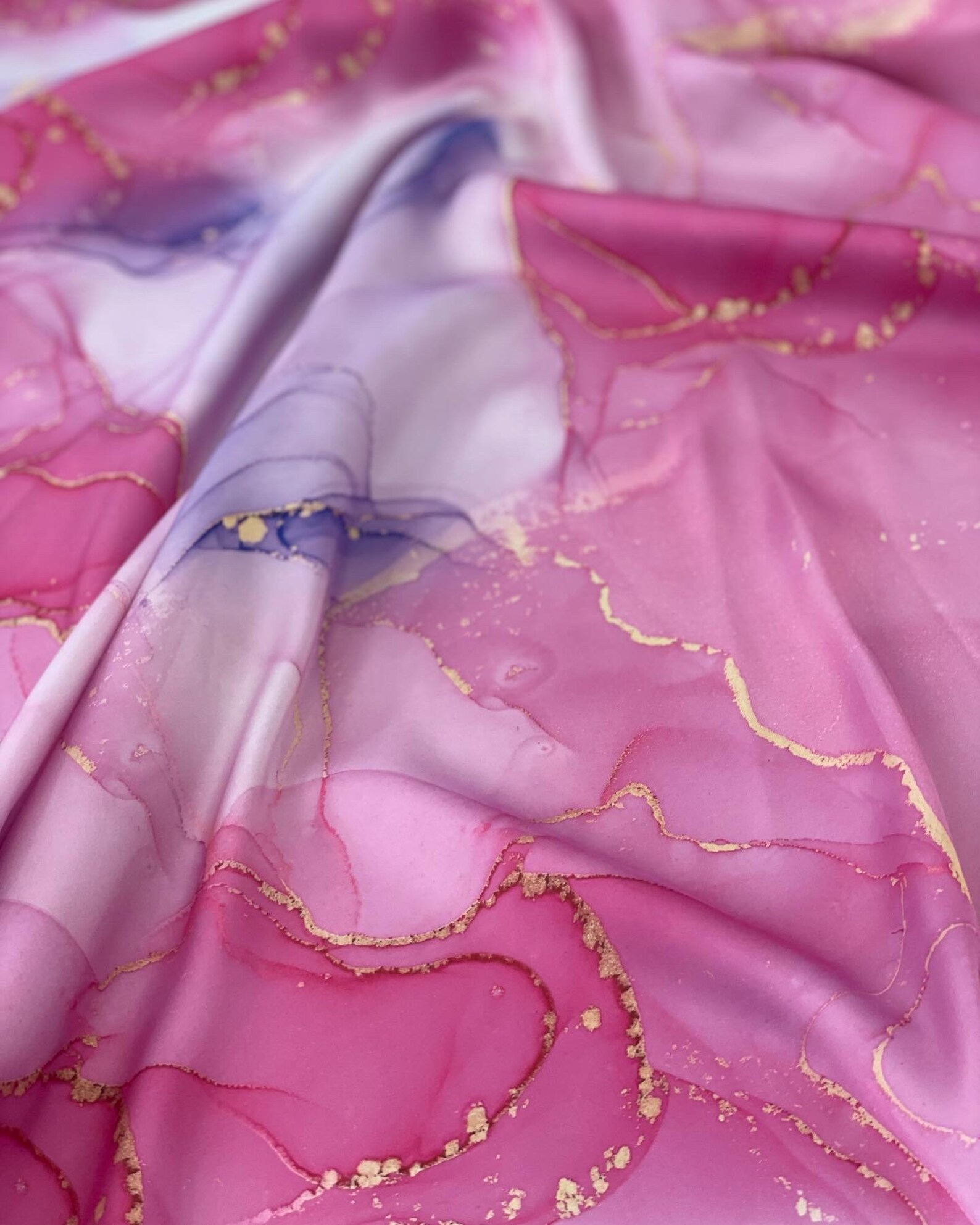 Pink Satin Tie Dye Pattern Satin Fabric by the Yard Etsy
