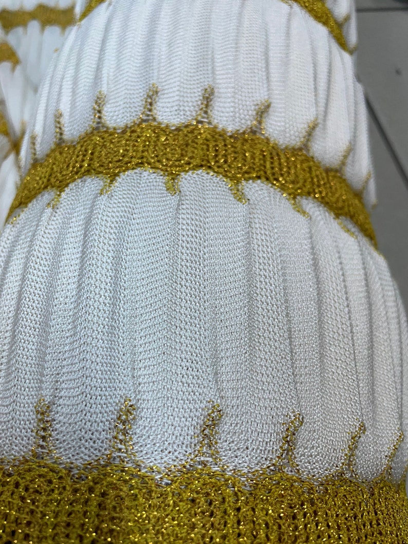 Gold Knit Shirred Fabric Dresspantsevening Dress Fabric Etsy