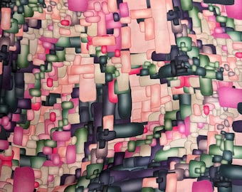 Modern Abstract Print Silky Satin Fabric by yard