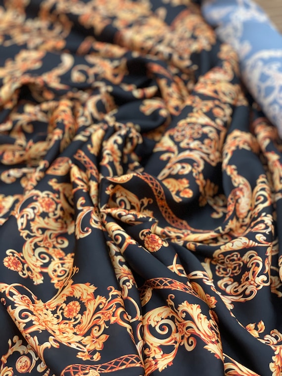 black and gold dress fabric Majestic (Metallic Print) Wholesale Fabric in Black and Gold