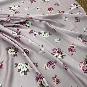 Floral Silky Satin Fabric: Soft Flowing Fabric for Dress, Kimono, Blouse