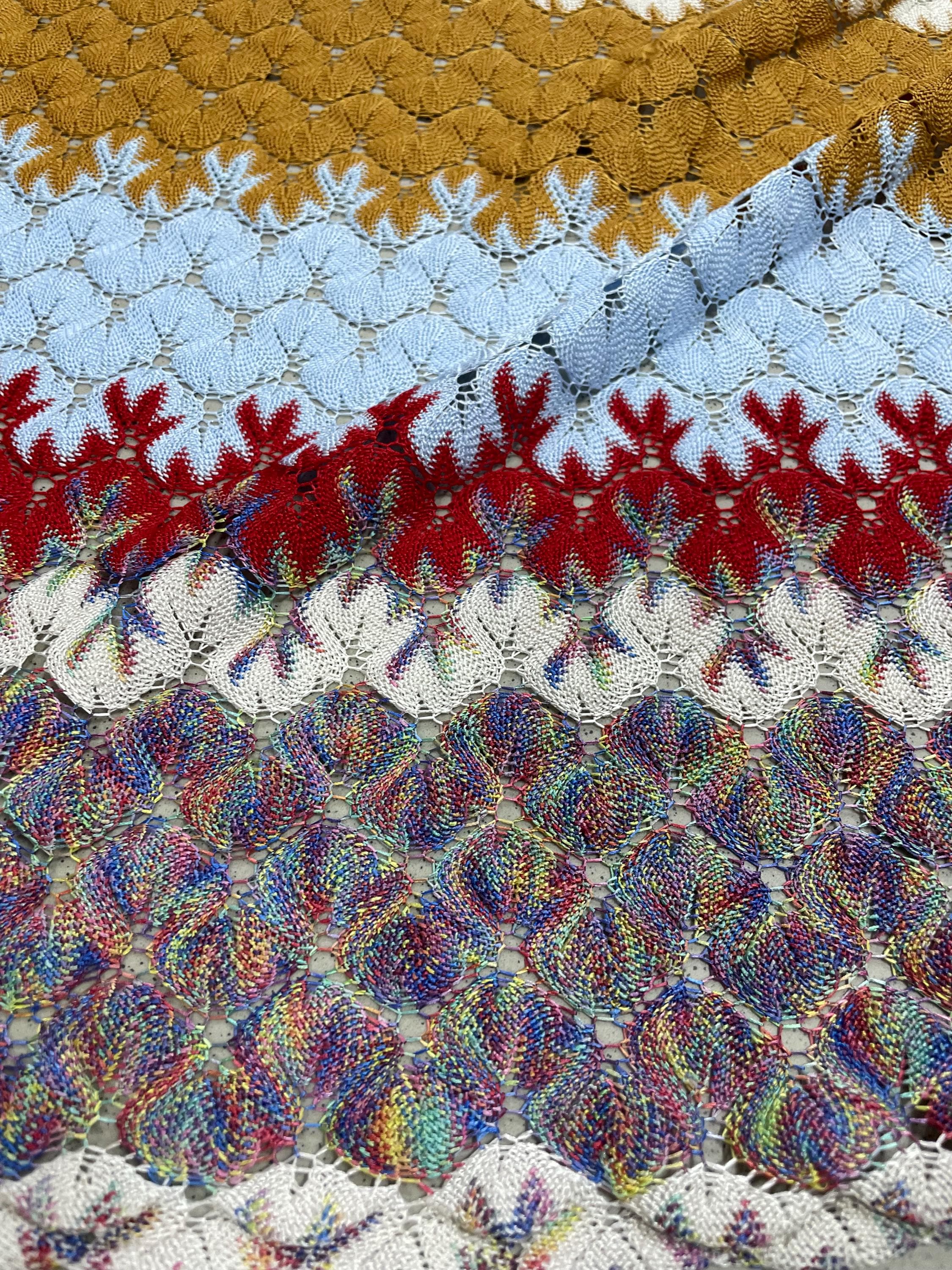 Colorful Knite Colorful Open Knit Striped Fabric - Etsy