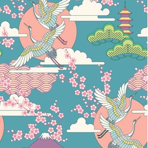 Japanese Traditional Patterns Silky Satin Fabrics-Possibility of Printing on Desired Fabric Type. Dress-kimono fabrics