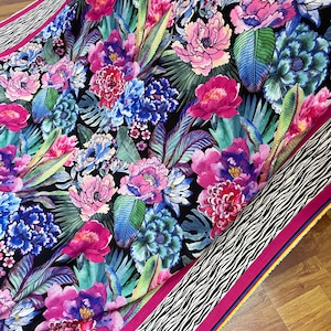 Luxury Floral Linen Fabric- It is used in home textile or clothing. dress-kimono-tablecloth-pillowcase-pajamas fit all