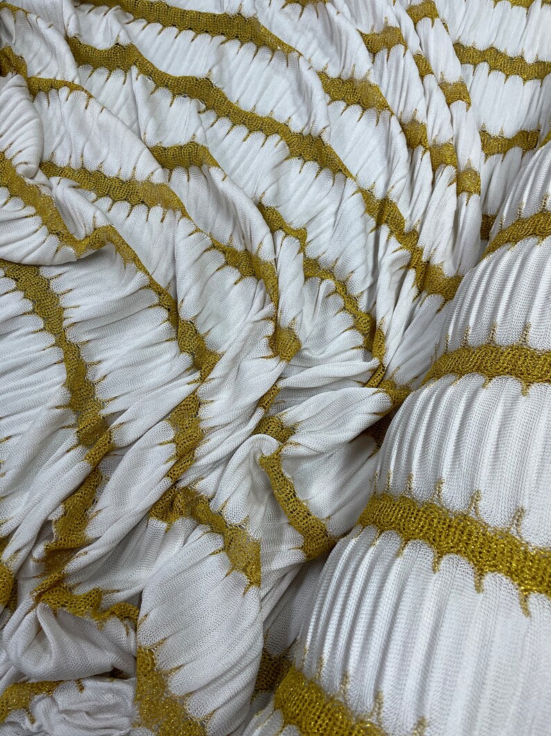 Gold Knit Shirred Fabric Dresspantsevening Dress Fabric Etsy