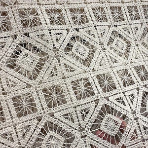 Cream Cotton Knit Lace Fabric - 1.50 Yard Width
