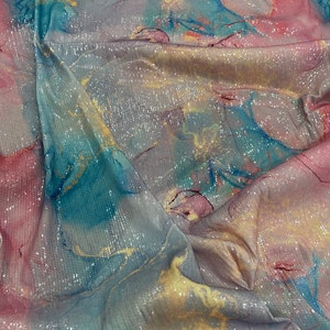 Sequin Flexible Fabric-Tie Dye Pink Blue Color Fabric