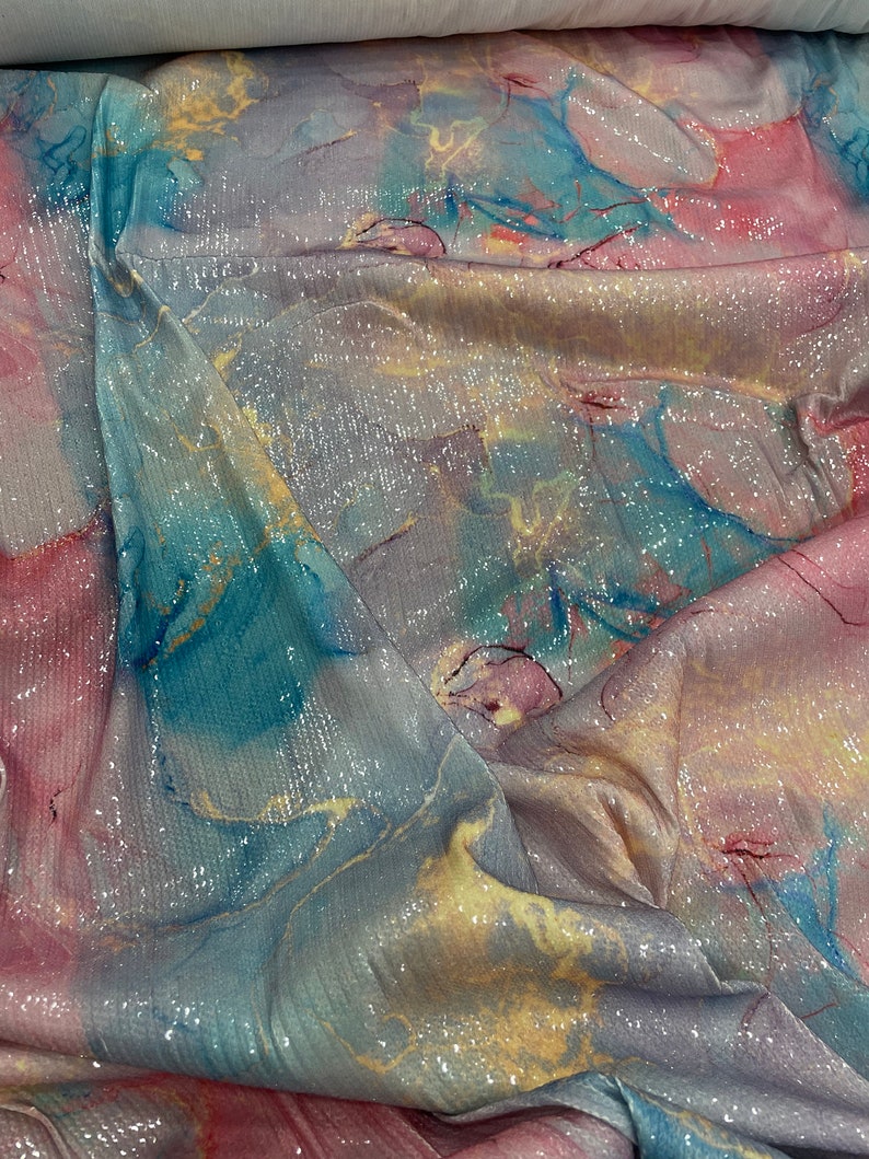 Sequin Lycra Fabric-tie Dye Pink Blue Color Fabric - Etsy