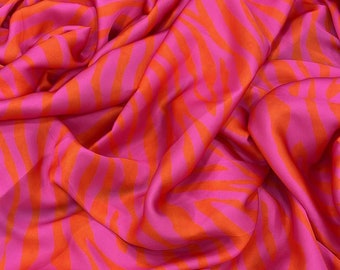 Zebra Pattern Orange& Pink Silky Satin Fabric - Highquality Fabric-(digital printing is made on the desired fabric) lr