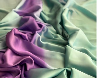 Purple Turquoise Ombre Satin Fabric – Silky Gradient Sewing Material