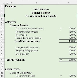 Balance Sheet Statement of Financial Position Excel Template