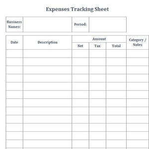 Printable Expenses Tracking Sheet With tax Column Expenses Log Includes Printable Expenses Tracking Sheet With tax Column Expenses Log Includes