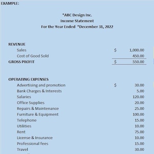 Demonstração de resultados | Demonstração de lucros e perdas | Receitas e Despesas | Modelo Excel | Editável | Download Digital | A4, tamanhos carta