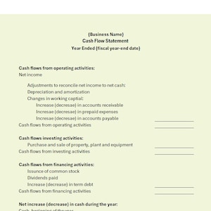 Cash Flow Statement | CFS | Statement of Cash Flows | Excel & PDF ...