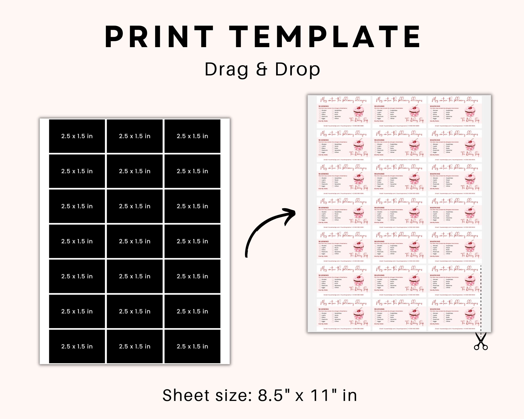 Editable Allergen Label Template, Allergy Labels, Food Labels, Food ...