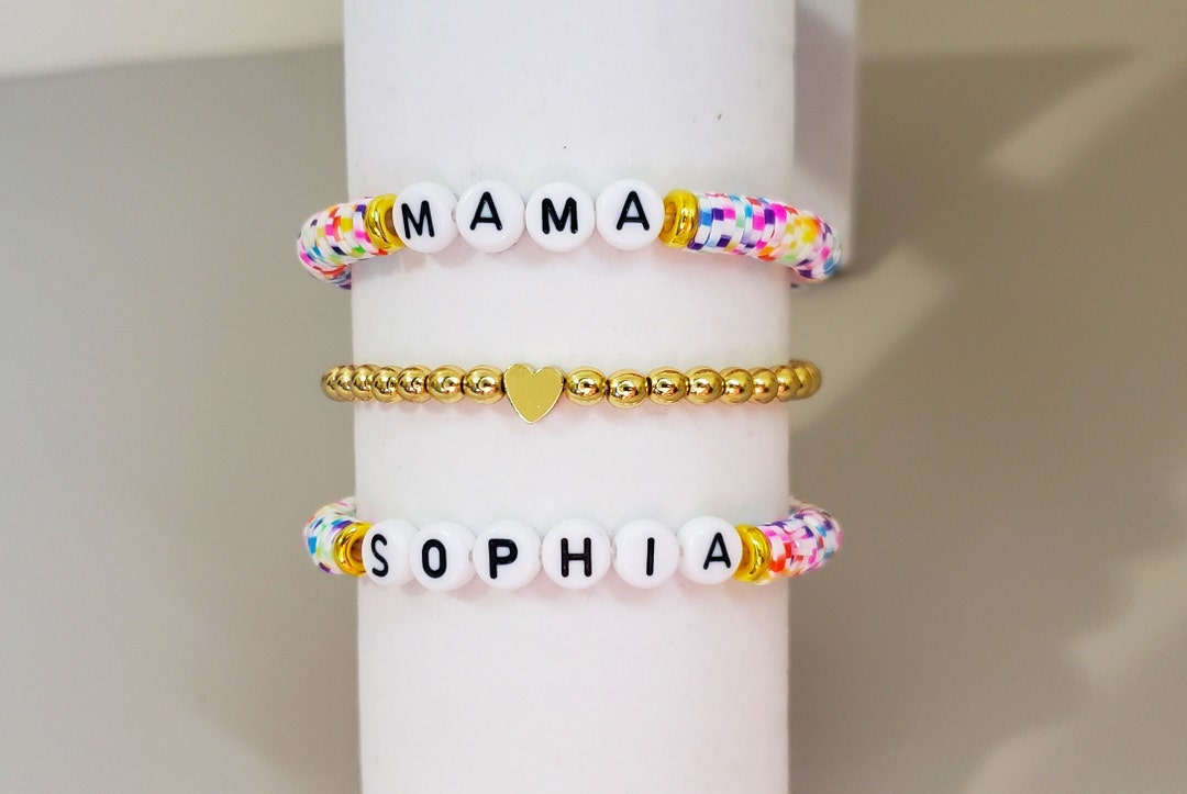 Personalized Beaded Name Bracelet Heishi Beaded Bracelet Etsy