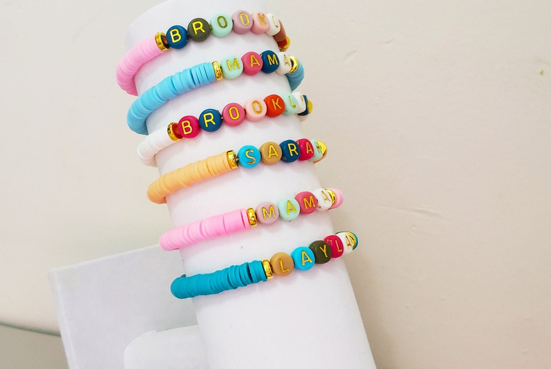 Custom Name Bracelet , Personalized Name Bead Bracelet , Heishi Bead Bracelet Etsy