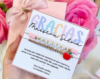Custom Maestra Gift Box, Maestra Bracelet Set, Personalized Teacher Gift, Maestra Bilingüe, Spanish Teacher Appreciation Gift,