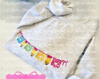 Embroidered Papel Picado Maestra Sweatshirt, Embroidered Sweatshirt for Maestras Bilingües, Consejeras and Directoras, Regalo Para Maestras